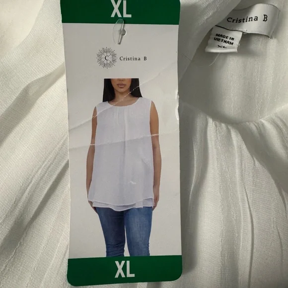 Cristina B Women's Sleeveless Blouse, White, XL
Christina Elegant White Top - Picture 7 of 11